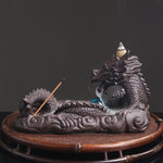 Buddha Stones Dragon Playing Ball Flower Protection Incense Burner Decoration