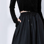 Women's Black High-Waisted Wide-Leg Skirt-Pants