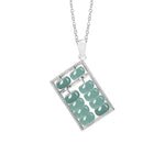 Buddha Stones Natural Jade Abacus Pattern Abundance Titanium Steel Chain Necklace Pendant