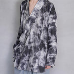 Ink-print Cross-neck Short Cardigan