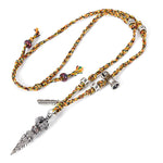 Buddha Stones Tibetan Handmade 925 Sterling Silver Dorje Vajra Om Mani Padme Hum Feather Strength Necklace Pendant