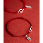 Buddha Stones 925 Sterling Silver Lucky Fortune Peace Joy Lotus Peace Buckle Red String Bracelet
