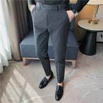 Striped Business Casual Slim Fit Suit Pants