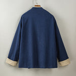 Contrast Trim Frog Button Zen Kimono Jacket