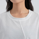 Womenâ€˜s Crew Neck Loose Irregular Hem T-shirt