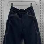Solid Color Striped Casual Scimitar Pants