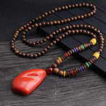 Buddha Stones Tibetan Wenge Wood Bodhi Seed Agate Balance Peace Necklace Pendant (Extra 40% Off | USE CODE: FS40)