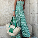 Zeagoo Women's Casual Plaid High Waisted Pants Suspender Jumpsuits Overalls