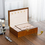 Buddha Stones Vintage Wooden Jewelry Box Two-Layer Solid Wood Jewelry Storage Box
