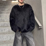 Winter Loose-fitting Crew Neck Faux Fur Sweater