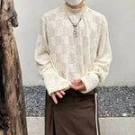 Retro Lace Openwork Mock Neck Shirt