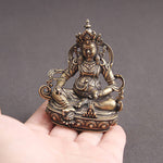 Buddha Stones Yellow Jambhala Bodhisattva Figurine Serenity Copper Statue Decoration