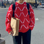 Winter Rhombus Plush Pullover Sweater