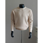 Striped Crew Neck Textured Knit Sweater