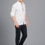Stand-up collar Long-sleeved Linen Shirt