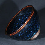 Buddha Stones Handmade Blue Francolinus Spot Chinese Jianzhan Ceramic Teacup Kung Fu Tea Cup Bowl
