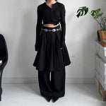 Fake Two-piece Loose Drape Pleated Skirt Pants