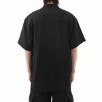 American Black Drape Stand Collar Casual Shirt