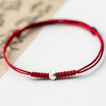 Buddha Stones 925 Sterling Silver Luck Bead Protection Red String Thin Cord Braided Bracelet