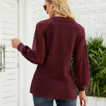 Zeagoo V Neck Tops Solid Color Blouse Long Sleeve Pullover Lace Patchwork Shirt