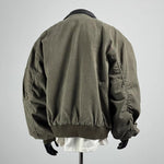 Retro Multi-pocket Color-blocked Lapel Work Jacket