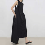 Sleeveless Irregular Black Long Dress