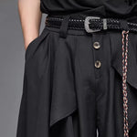 Japanese Retro Faux Two-piece Wide-leg Cropped Trousers