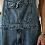 Retro Straight-Leg Cargo Denim Overalls