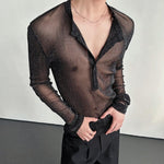 Glittery Sheer Long-Sleeved T-Shirt
