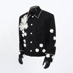 3D Floral Beaded Shoulder-padded Jacket