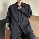 Silky 3D Lace Rose Gem Button Loose Shirt