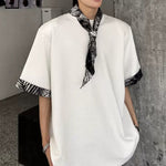Detachable Leopard-Print Silk Scarf T-shirt