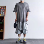 Middle Pleated Multi-pocket Cropped Sweatpants