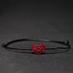 Buddha Stones Handmade Plum Blossom Four Leaf Clover PiXiu Lotus Koi Fish Cinnabar Blessing Braid Bracelet