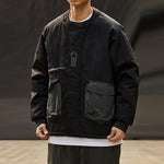 Color-blocked Crew Neck Quilted Cotton Coat