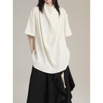 Stand-up Collar Button Placket Unisex Short-sleeved Shirt