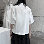 Slanted Buttoned Solid Color Irregular Shirt