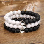 Buddha Stones 3pcs Natural White Turquoise Frosted Stone Bead Yin Yang Wealth Bracelet (Extra 35% Off | USE CODE: FS35)