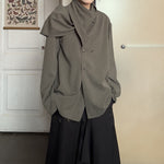 Irregular Patchwork Neck Scarf Long-sleeved Shirt