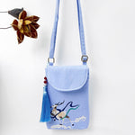 Buddha Stones Small Embroidered Flowers Crossbody Bag Shoulder Bag Double Layer Cellphone Bag