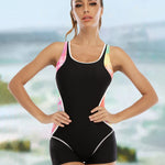 Zeagoo Women's Color Block One Piece Swimsuits Backless Tummy Control Lap Swimwear