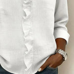 Susan | Blouse with Ruffles, V-Neck and Long Sleeves