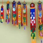 Buddha Stones Lotus Flower Eight Auspicious Symbols Meditation Enlightenment Colorful Tassels Wall Art