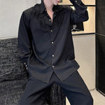 French Lapel Rose Embroidered Shirt