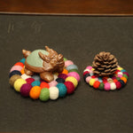 Buddha Stones Tibetan Singing Bowl Handcraft Felted Wool Cushion Decoration