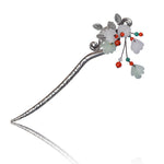 Buddha Stones Red Agate Flower Leaf Calm Confidence Tassel Hairpin