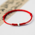 Buddha Stones 925 Sterling Silver Luck Bead Protection Red String Thin Cord Braided Bracelet