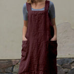 Zeagoo Women's Cross Back Apron with Pockets Pinafore Dress