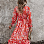 Zeagoo Women's Chiffon V-neck Simple Floral Print Dress
