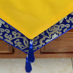 Buddha Stones Prayer Altar Flower Vajra Dragon Pattern Tibetan Auspicious Symbols Tassels Jacquard Table Runner